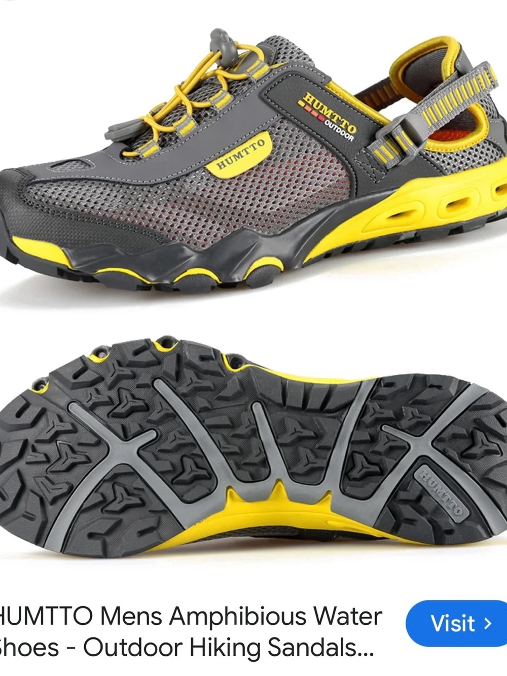 Men's Gray and Yellow Amphibious Outdoor Sandals